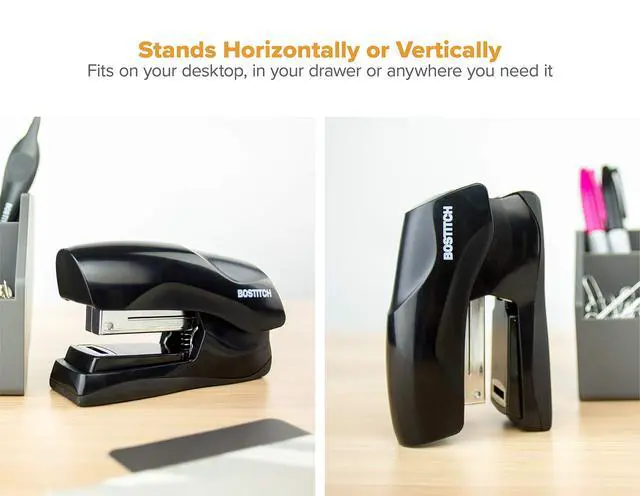 Alt view image 6 of 6 - Office Heavy Duty Stapler, 40 Sheet Capacity, No Jam, Half Strip, Fits into the Palm of Your Hand, For Classroom, Office or Desk, Black, 3-Pack