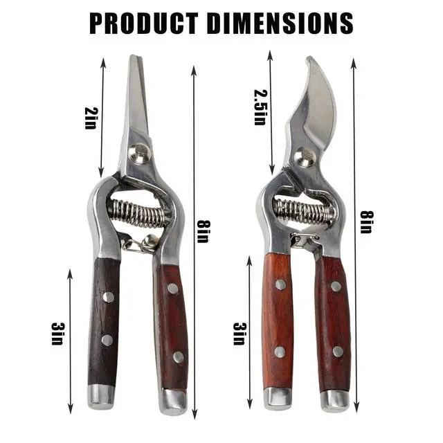 Alt view image 2 of 7 - 2 Pack Garden Pruning Shears for Gardening, Wood Steel Handle Bypass Pruning Shears for Gardening, Curved Straight Garden Shears, Gardening Tools for Plants Flowers Light Branches