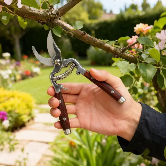 Alt view image 7 of 7 - 2 Pack Garden Pruning Shears for Gardening, Wood Steel Handle Bypass Pruning Shears for Gardening, Curved Straight Garden Shears, Gardening Tools for Plants Flowers Light Branches