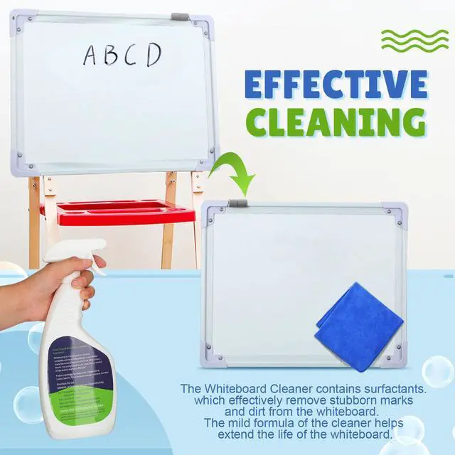 Alt view image 4 of 7 - 8 Pcs Whiteboard Cleaner Set 4 17 fl oz Dry Erase Board Liquid Cleaner with 4 Cloths White Board Cleaning Spray for Classroom Chalkboard Home Office