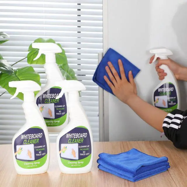 Alt view image 5 of 7 - 8 Pcs Whiteboard Cleaner Set 4 17 fl oz Dry Erase Board Liquid Cleaner with 4 Cloths White Board Cleaning Spray for Classroom Chalkboard Home Office