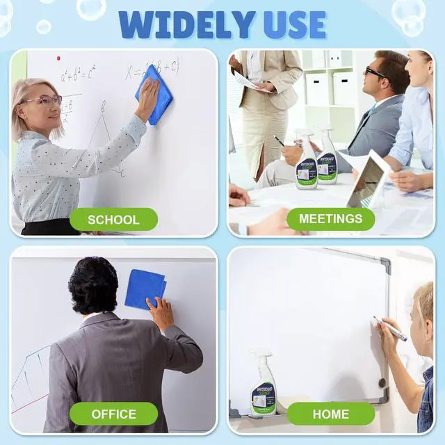 Alt view image 7 of 7 - 8 Pcs Whiteboard Cleaner Set 4 17 fl oz Dry Erase Board Liquid Cleaner with 4 Cloths White Board Cleaning Spray for Classroom Chalkboard Home Office