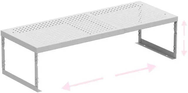 Main image of Stackable Expandable Metal Shelf Organizer - Adjustable Wire Storage Rack with Holes for Kitchen, Bathroom, Cabinet, Office - Space Saving, Durable & Sturdy Design1PACK/Medium/White