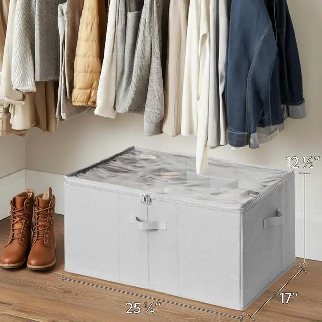 Alt view image 7 of 7 - Shoe Organizer for Closet, Fits up to 24 Pairs, Shoe Cubby Storage Containers with Adjustable Dividers and Clear Cover, Grey