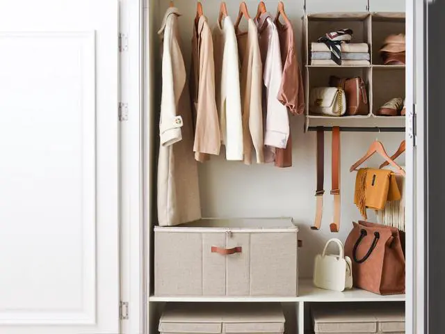 Alt view image 6 of 7 - Shoe Organizer for Closet, Fits up to 24 Pairs, Shoe Cubby Storage Containers with Adjustable Dividers and Clear Cover, Taupe