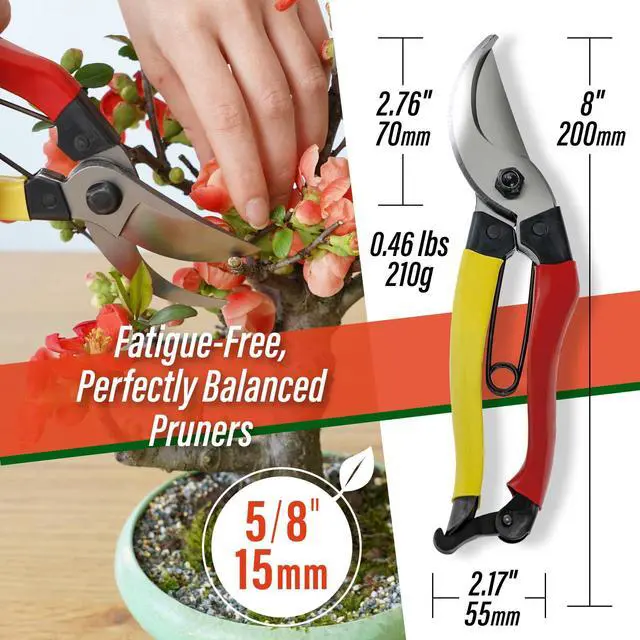 Alt view image 6 of 6 - Bypass Pruning Shears 8 - Professional Japanese Hand Pruners Garden Scissors Gardening Tools