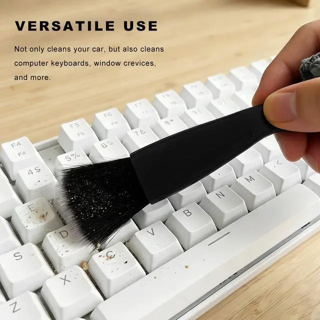 Alt view image 6 of 6 - Double Head Brush for Car Clean, 2 in 1 Soft Bristles Auto Interior Duster Portable Detailing Brushes, Double-Ended Vehicle Interior Crevice Brush for Air Vents & Dashboard Screen (Black)