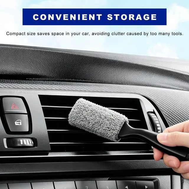 Alt view image 5 of 6 - Double Head Brush for Car Clean, 2 in 1 Soft Bristles Auto Interior Duster Portable Detailing Brushes, Double-Ended Vehicle Interior Crevice Brush for Air Vents & Dashboard Screen (Black)