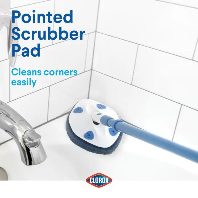 Alt view image 3 of 5 - Extendable Tub & Tile Scrubber Refill, Diamond-Shaped Head Replacement Scrubber Pad, Blue