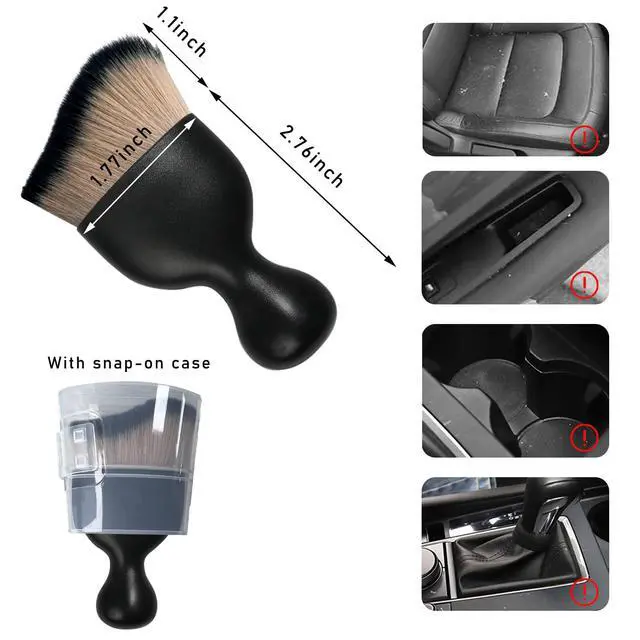 Alt view image 2 of 6 - Car Interior Dust Brush, Soft Scratch Free Auto Detailing Brushes, Universal Vehicle Interior Cleaning Tool for Automotive Dashboard, Air Vents, Leather(Brown & Black)