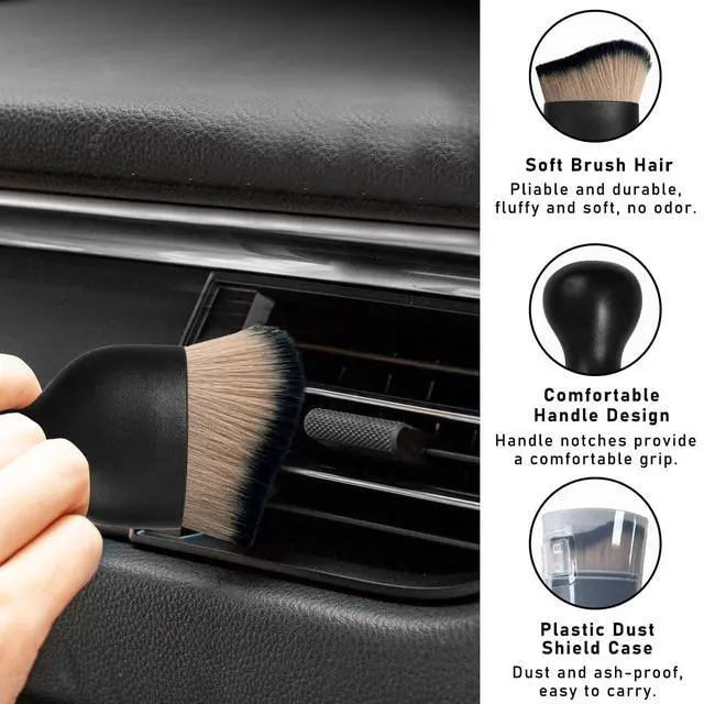 Alt view image 3 of 6 - Car Interior Dust Brush, Soft Scratch Free Auto Detailing Brushes, Universal Vehicle Interior Cleaning Tool for Automotive Dashboard, Air Vents, Leather(Brown & Black)