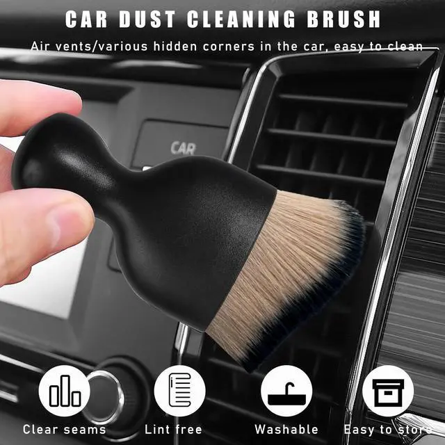 Alt view image 4 of 6 - Car Interior Dust Brush, Soft Scratch Free Auto Detailing Brushes, Universal Vehicle Interior Cleaning Tool for Automotive Dashboard, Air Vents, Leather(Brown & Black)