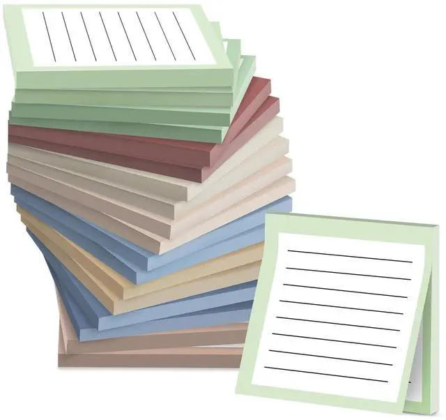 Main image of 18 Pack Lined Sticky Notes, 3x3 in Sticky Notes with Lines, 6 Different Colour Super Sticking Memo Pads for Office, School, Home Desks and More