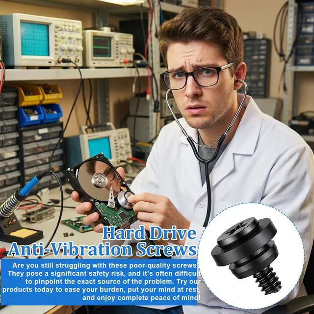 Alt view image 3 of 7 - 12 Pcs Hard Drive Mounting Screws, Shock Absorption Rubber Washer Kit, Anti Vibration Screws for 3.5 Inch HDD SSD, Computer PC Hard Disk Drive Mounting Accessories for Desktop PC Chassis Set (Black)