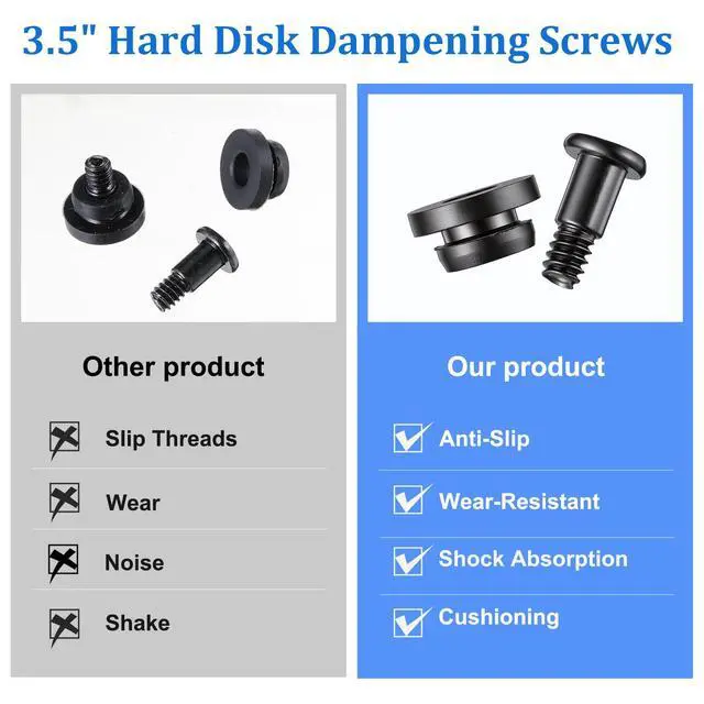 Alt view image 5 of 7 - 12 Pcs Hard Drive Mounting Screws, Shock Absorption Rubber Washer Kit, Anti Vibration Screws for 3.5 Inch HDD SSD, Computer PC Hard Disk Drive Mounting Accessories for Desktop PC Chassis Set (Black)