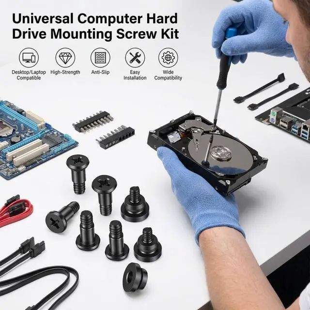 Alt view image 7 of 7 - 12 Pcs Hard Drive Mounting Screws, Shock Absorption Rubber Washer Kit, Anti Vibration Screws for 3.5 Inch HDD SSD, Computer PC Hard Disk Drive Mounting Accessories for Desktop PC Chassis Set (Black)