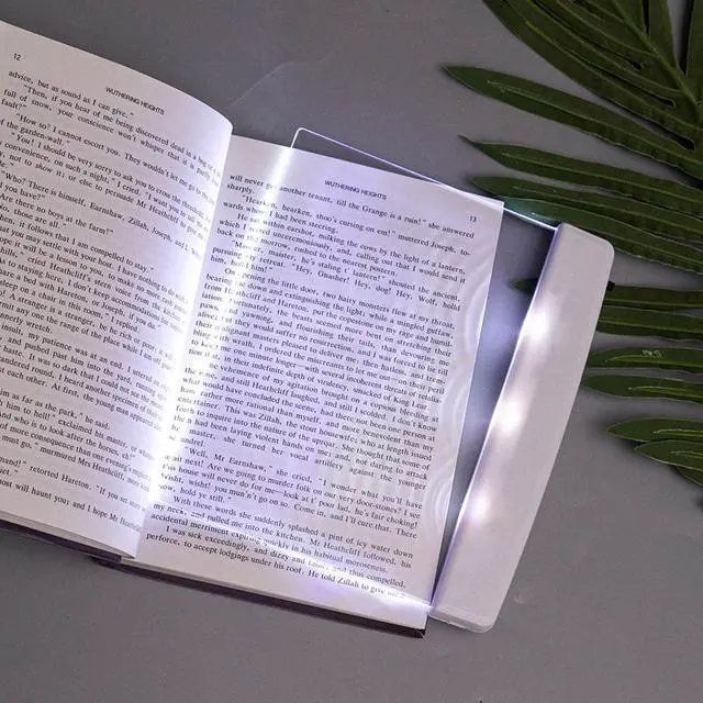 Main image of Flat Book Light Page Book Light for Reading in Bed at Night Clear LED Book Full Page Light Illuminator Panel Plate Lamp Board Wireless (White)