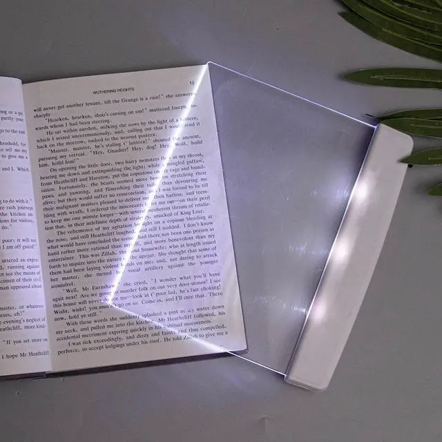 Alt view image 7 of 7 - Flat Book Light Page Book Light for Reading in Bed at Night Clear LED Book Full Page Light Illuminator Panel Plate Lamp Board Wireless (White)