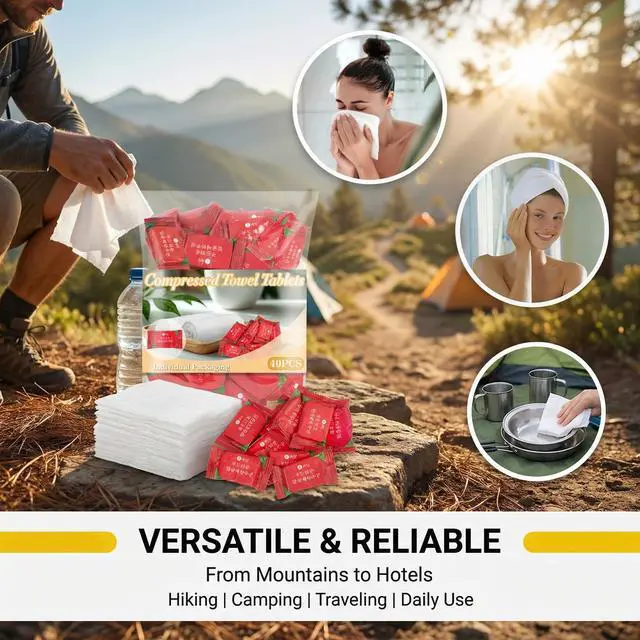 Alt view image 6 of 7 - 40PCS Compressed Towel Tablets - Disposable Face Towels Individually Wrapped, Portable Travel Towels for Camping, Hiking, Makeup Remover & Outdoor Gear