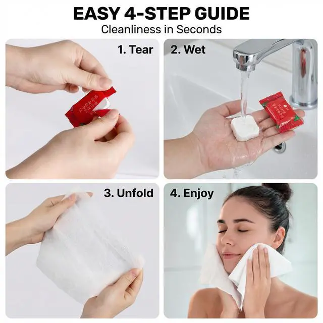 Alt view image 7 of 7 - 40PCS Compressed Towel Tablets - Disposable Face Towels Individually Wrapped, Portable Travel Towels for Camping, Hiking, Makeup Remover & Outdoor Gear