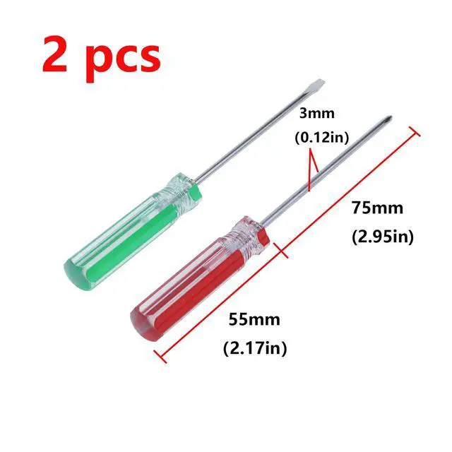 Alt view image 2 of 4 - 2Pcs Screwdriver Set, Non-Magnetic 3mm Phillips & Slotted Bits Screwdriver with 3 Inch Steel Shaft for Repair Home Improvement Craft