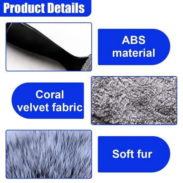 Alt view image 3 of 6 - Double Head Brush for Car Clean, 2-in-1 Car Detailing Brush, Portable Auto Duster Interior Cleaning Accessories for Air Vents, Dashboard Screen, Air Conditioning Outlets (Black)