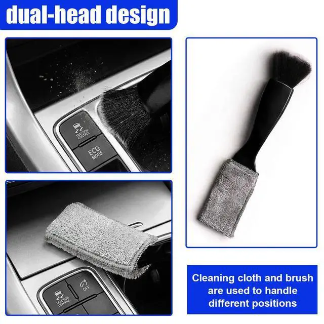Alt view image 4 of 6 - Double Head Brush for Car Clean, 2-in-1 Car Detailing Brush, Portable Auto Duster Interior Cleaning Accessories for Air Vents, Dashboard Screen, Air Conditioning Outlets (Black)
