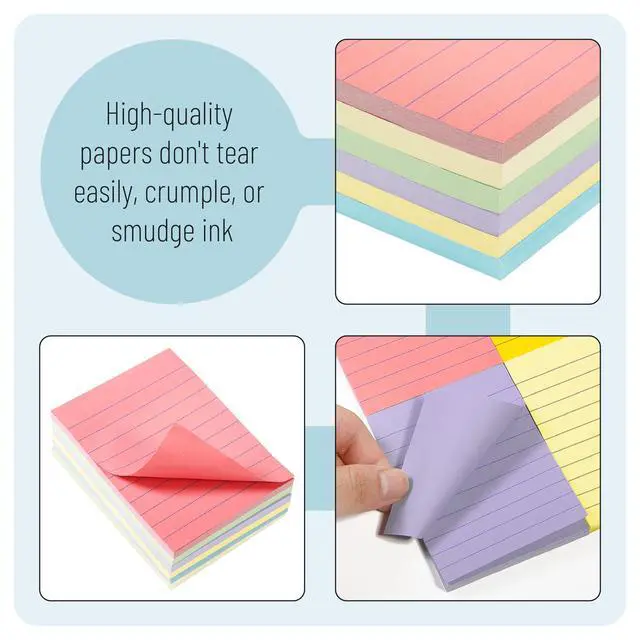 Alt view image 4 of 7 - Lined Sticky Notes, 3" x 4", 6 Pads, 60 Sheets/Pad, Pastel Color