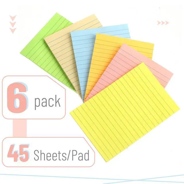Alt view image 2 of 7 - Lined Sticky Notes, 4" x 6", 6 Pads, 45 Sheets/Pad