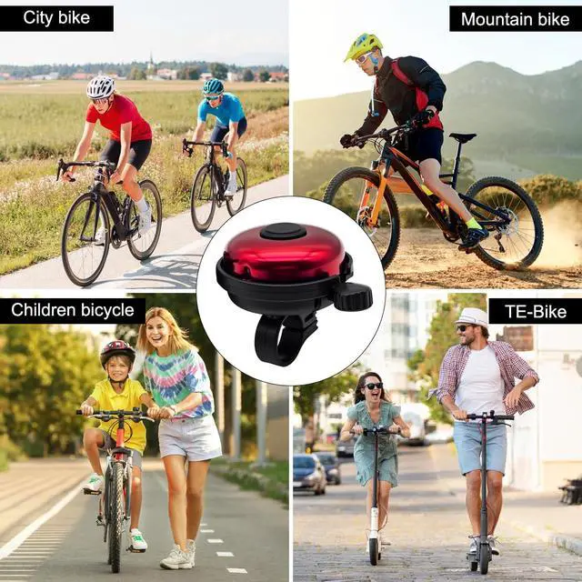 Alt view image 3 of 7 - Classic Bike Bell for Adults, Aluminum Bicycle Bell, Loud Crisp Clear Sound Bicycle Horn Bike Accessories for Adult Bikes, Easy Installation, Use for Mountain Road and Commuter Safety, Red