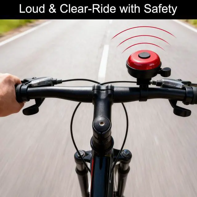 Alt view image 5 of 7 - Classic Bike Bell for Adults, Aluminum Bicycle Bell, Loud Crisp Clear Sound Bicycle Horn Bike Accessories for Adult Bikes, Easy Installation, Use for Mountain Road and Commuter Safety, Red