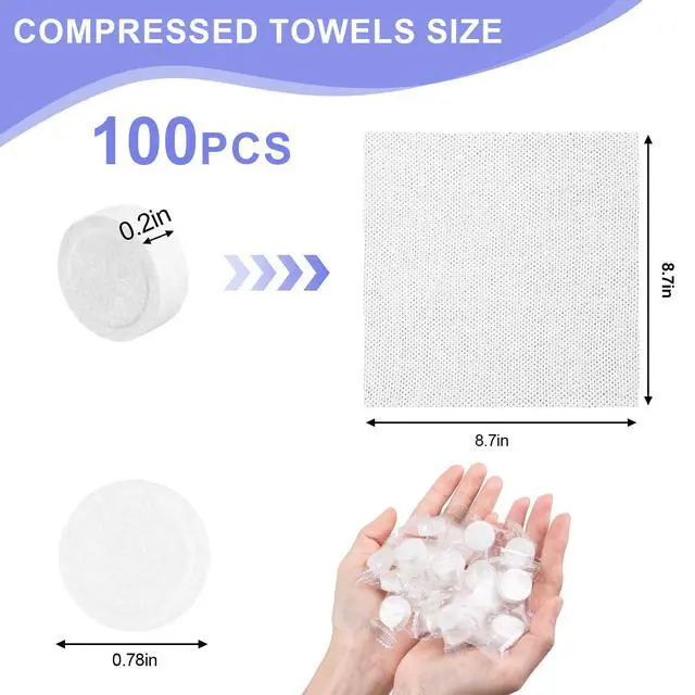 Alt view image 2 of 7 - 100PCS Disposable Towel, Compressed Towels, Coin Paper Towel, Portable Compressed Towels Sheet For Home Beauty Travel Camping Outdoor Activities