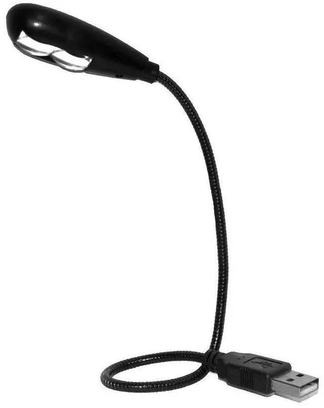 Main image of USB Reading Lamp with 2 LED Lights and Flexible Gooseneck - 2 Brightness Settings and On Off Switch for Laptop Keyboard (Black)