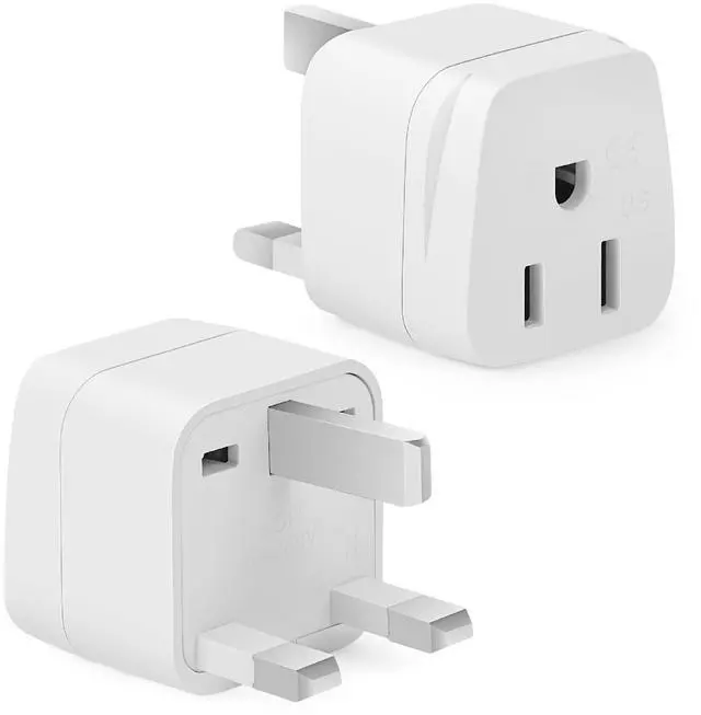 Main image of Bates- US to UK Plug Adapter, 2 Pack, White Type G Adapter for Travel, UK Power Adapter, UK Adapter Plug, Ireland Plug Adapter for London Plug, UK Adapters for Travel, England Travel Plug Adapter