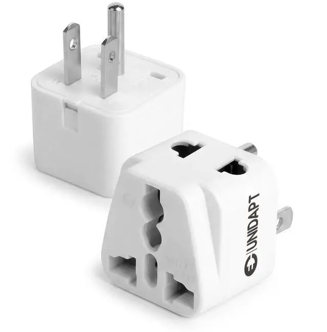 Main image of India to US Plug Adapter 2 Pack, UK to US Travel Plug Converter