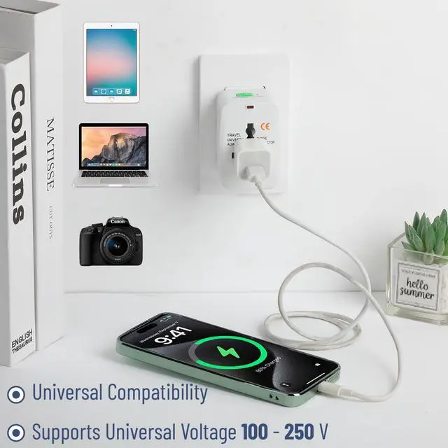 Alt view image 5 of 7 - Universal Adapter for Travel, Compact International Power Adapter for USA, EU, UK, Australia, and India Outlets, All in One