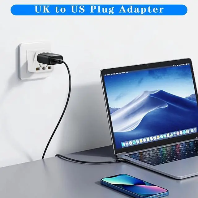 Alt view image 4 of 6 - 2 Pack US Travel Plug Adapter, UK to US Plug Adapter