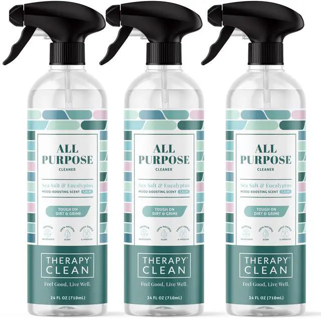 Main image of Clean All Purpose Cleaning Spray - Sea Salt & Eucalyptus 24 fl. oz (Pack of 3) - 100% Natural Scent, Kitchen Surface Counter, Surface Cleaner, Non Toxic All Purpose Cleaner Spray