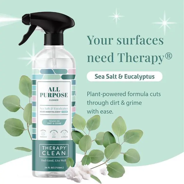 Alt view image 2 of 7 - Clean All Purpose Cleaning Spray - Sea Salt & Eucalyptus 24 fl. oz (Pack of 3) - 100% Natural Scent, Kitchen Surface Counter, Surface Cleaner, Non Toxic All Purpose Cleaner Spray