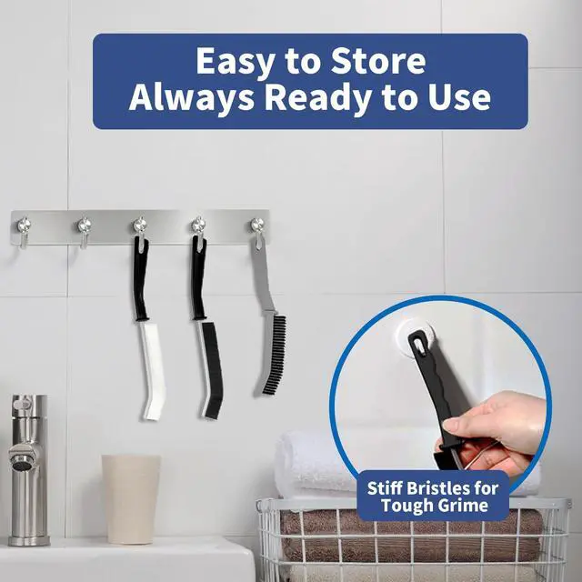 Alt view image 5 of 7 - Crevice Cleaning Brush, Hard-Bristled Gap Scrub Brush, Toilet Gap Cleaning Brush Tool, for Scrub Small Spaces, Kitchen, Bathroom, Corner, Grout, Sink, Window Tracks, Hinges, 3pcs