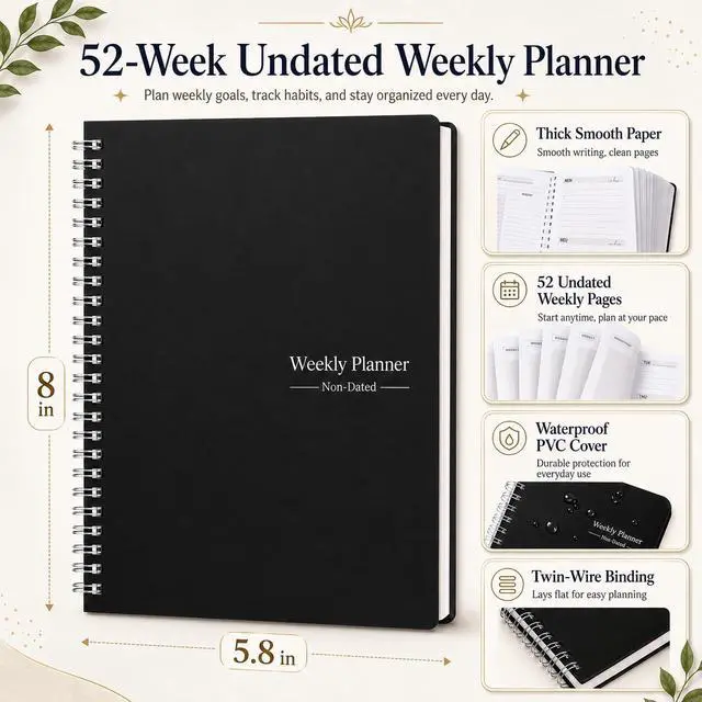 Alt view image 2 of 7 - Undated Weekly Planner, Weekly To-Do List, Goal and Habit Tracker