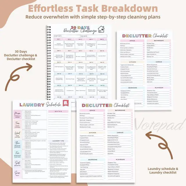 Alt view image 3 of 7 - ADHD Cleaning Planner for Adults Undated Daily, Weekly & Monthly Cleaning Schedule & Checklist Household Chores Organizer Notebook for Home Management, Routine Tracking Family Cleaning Tasks