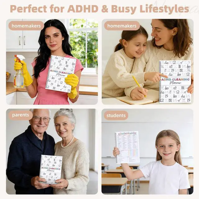 Alt view image 6 of 7 - ADHD Cleaning Planner for Adults Undated Daily, Weekly & Monthly Cleaning Schedule & Checklist Household Chores Organizer Notebook for Home Management, Routine Tracking Family Cleaning Tasks
