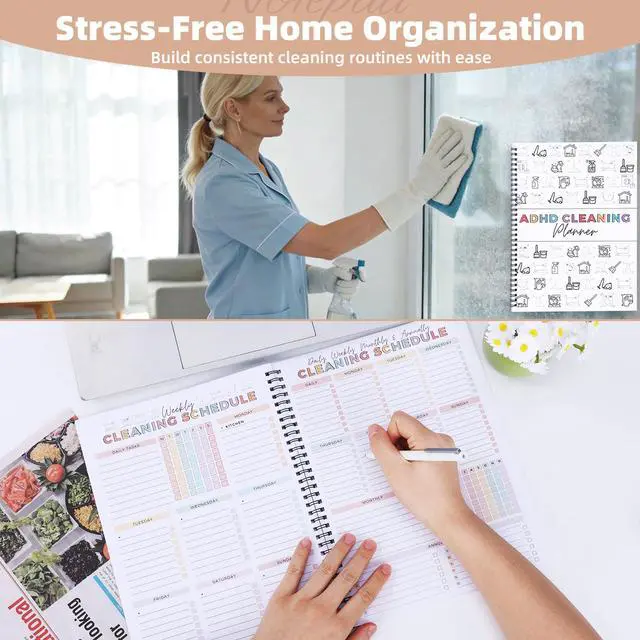 Alt view image 4 of 7 - ADHD Cleaning Planner for Adults Undated Daily, Weekly & Monthly Cleaning Schedule & Checklist Household Chores Organizer Notebook for Home Management, Routine Tracking Family Cleaning Tasks