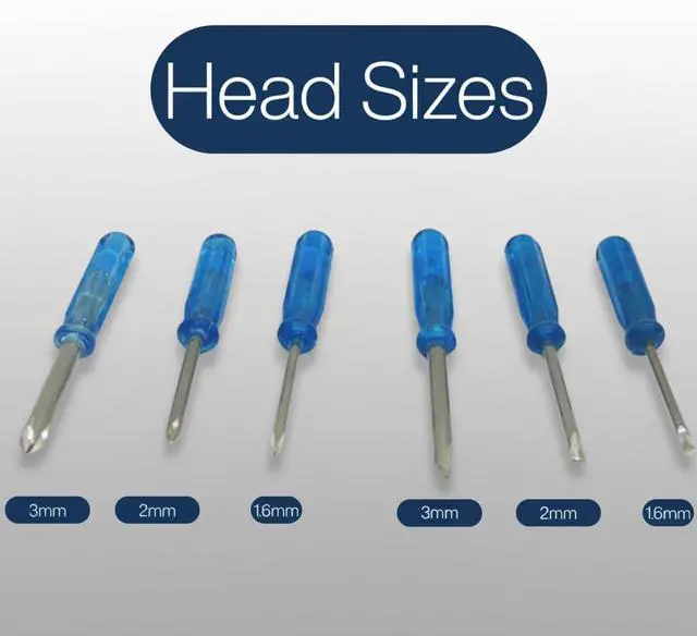 Alt view image 3 of 7 - Mini Screwdriver Set, Pack of 6, Cross and Flat Tip Sizes 3 mm 2 mm 1.6 mm, Repair Tools with Anti-Slip Blue Handle for Eyeglasses, Watches, Laptops, Cameras, Toys, DIY Projects