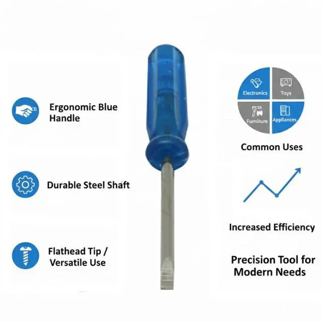 Alt view image 4 of 7 - Mini Screwdriver Set, Pack of 6, Cross and Flat Tip Sizes 3 mm 2 mm 1.6 mm, Repair Tools with Anti-Slip Blue Handle for Eyeglasses, Watches, Laptops, Cameras, Toys, DIY Projects