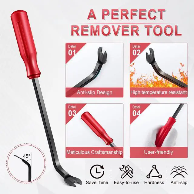 Alt view image 5 of 6 - Plastic Fastener Remover Clip Removal Tool, Door Panel (Upholstery) Remover Tool for Automotive Audio Equipment, Door Panels, Trim Panels, Window Trim, Emblems, Plastic and Metal Clips