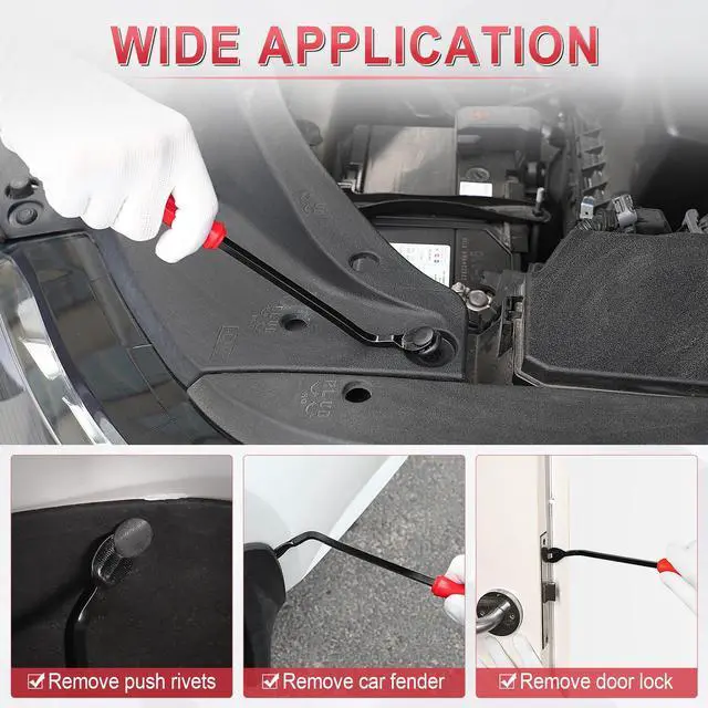 Alt view image 6 of 6 - Plastic Fastener Remover Clip Removal Tool, Door Panel (Upholstery) Remover Tool for Automotive Audio Equipment, Door Panels, Trim Panels, Window Trim, Emblems, Plastic and Metal Clips