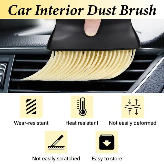 Alt view image 3 of 7 - Car Interior Brush, Automotive Interior Dusting Brush, Car Interior Cleaning Brush, Bristles Detailing Brush Dusting for Car Interior, Dashboard, Air Conditioner Vents, Leather, Computer (Yellow)