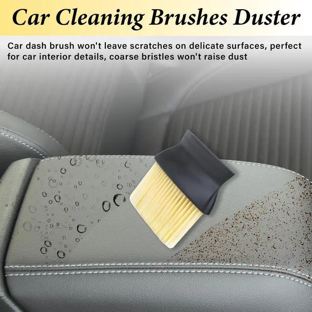 Alt view image 5 of 7 - Car Interior Brush, Automotive Interior Dusting Brush, Car Interior Cleaning Brush, Bristles Detailing Brush Dusting for Car Interior, Dashboard, Air Conditioner Vents, Leather, Computer (Yellow)